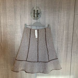Ann Taylor LOFT Silk Wool‎ Brown Herringbone Tweed A-Line Skirt